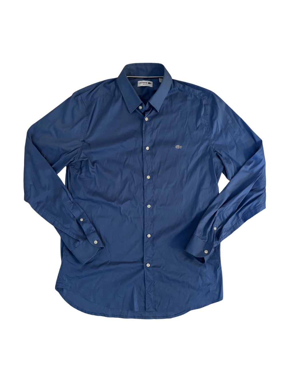 Lacoste Slim Fit Blue Button-Down Cotton Shirt